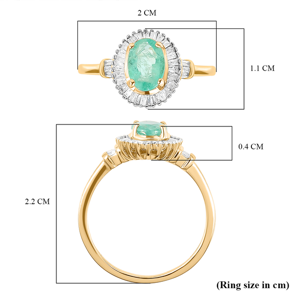 9K Yellow Gold Premium Ethiopian Emerald and Diamond Ring