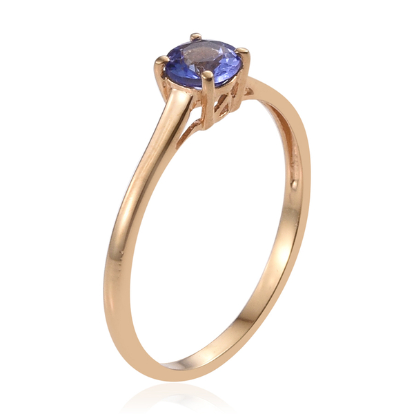 Tanzanite (Rnd) Solitaire Ring in 14K Gold Overlay Sterling Silver 0.500 Ct.