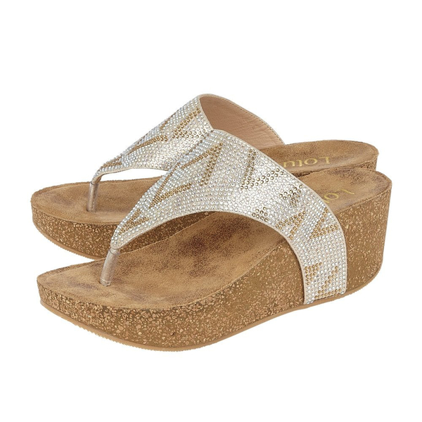 Lotus Gold Patsy Wedge Sandals 