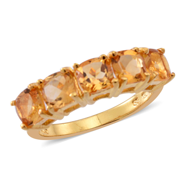 Citrine (Cush) 5 Stone Ring in 14K Gold Overlay Sterling Silver 2.500 Ct.