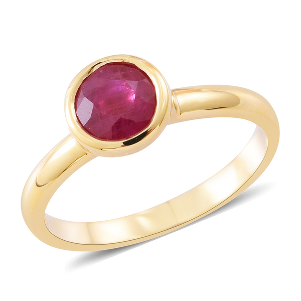Collectors Edition - ILIANA 18K Y Gold Very Rare Size AAA Ruby (Rnd) Solitaire Ring 1.750 Ct.