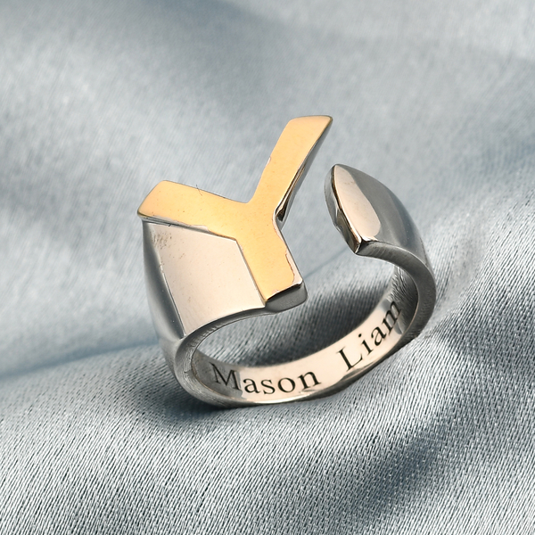 Personalised Engravable Initial Y Ring