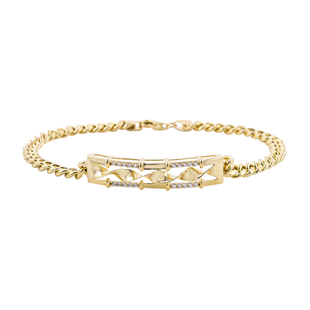 Hatton Garden Close Out Deal- 9K Yellow Gold Cubic Zircon (0.25 Ct) Curb Bracelet (Size - 7.5) With 
