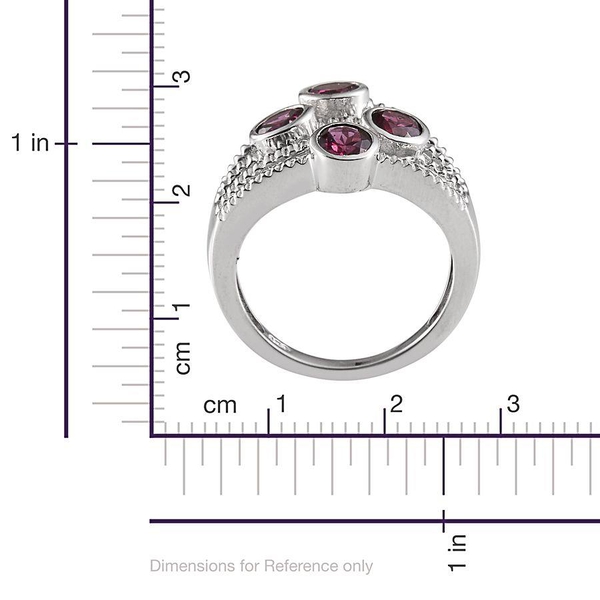 Orissa Rhodolite Garnet (Rnd) Ring in Platinum Overlay Sterling Silver 2.400 Ct.