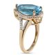 9K Yellow Gold Swiss Blue Topaz and Natural Cambodian Zircon Ring 6.40 Ct.
