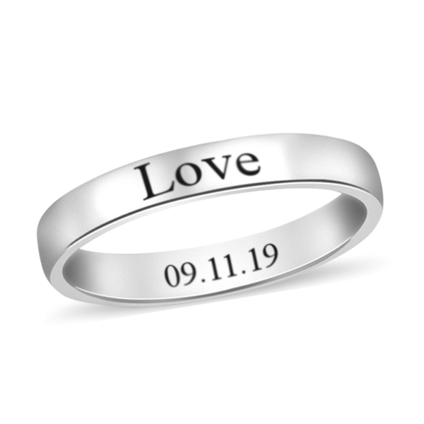 Personalised Engravable Plain 3mm Band Ring in 9K White Gold