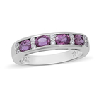 Natural Lavender Sapphire and Natural Cambodian Zircon Ring (Size J) in Rhodium Overlay Sterling Silver 1.24 