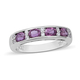 Natural Lavender Sapphire and Natural Cambodian Zircon Ring in Rhodium Overlay Sterling Silver 1.24 