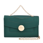 Matte Clutch Bag with Metal Chain and Shoulder Strap (Size 22x12x7 Cm) - Green