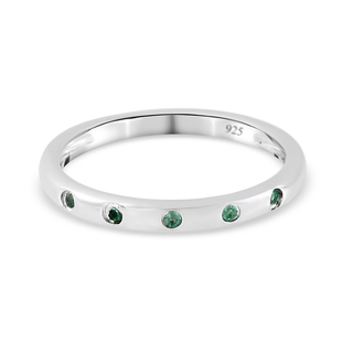 Kagem Zambian Emerald Band Ring in Platinum Overlay Sterling Silver