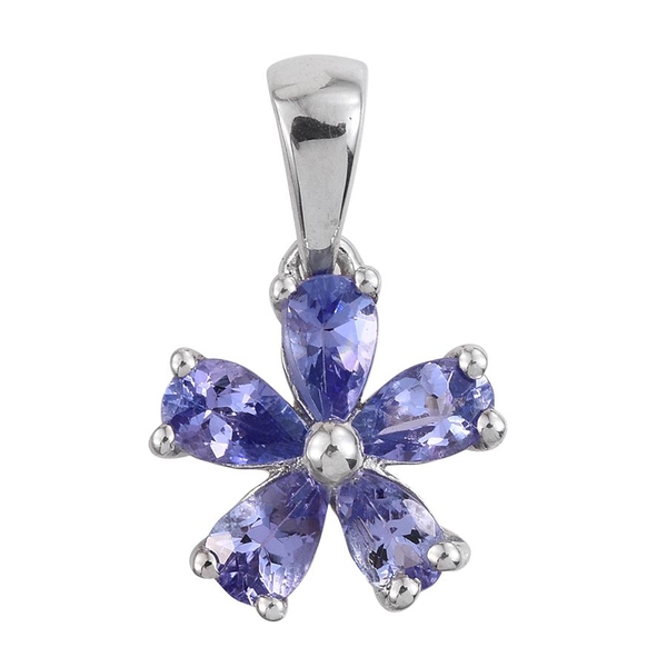 Tanzanite (Pear) Floral Pendant and Floral Stud Earrings (with Push Back) in Platinum Overlay Sterling Silver 2.500 Ct.