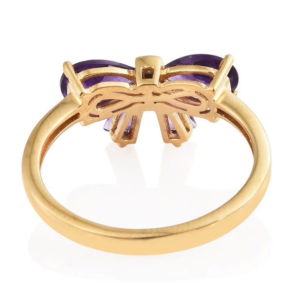 2 Carat Amethyst and Diamond Bow Ring in Gold Plated Silver