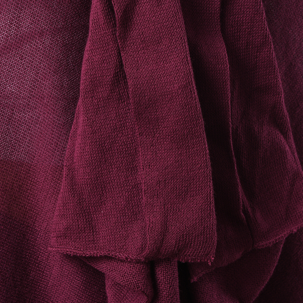 Marigold Lotus- 100% Cotton Knit Long Sleeve Waterfall Cardigan in Purple; L-XL (UK Size 16-20)