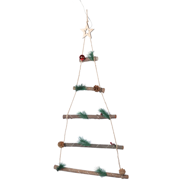 Christmas Decorative - Hanging Triangle Trees LED Lights (Size 87x43 Cm) - Green, Red & Brown