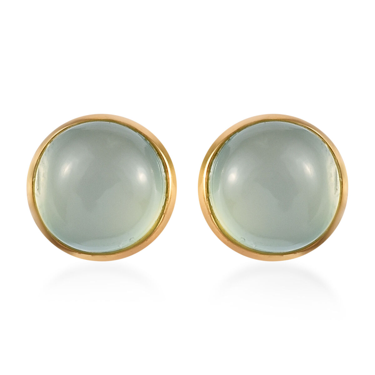 Aqua Chalcedony 2.75 Ct Silver Solitaire Stud Earrings in Gold Overlay (with Push Back)
