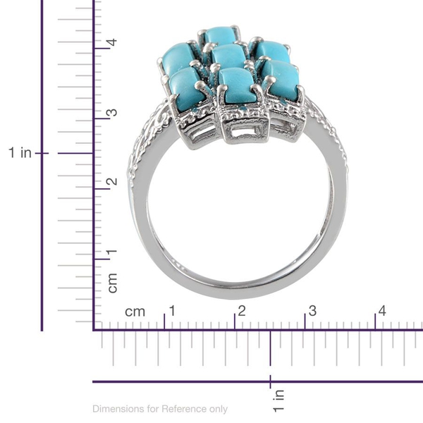 Arizona Sleeping Beauty Turquoise (Bgt) 7 Stone Ring in Platinum Overlay Sterling Silver 4.500 Ct.