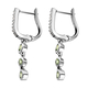 Demantoid Garnet and Natural Cambodian Zircon Hoop Earrings in Platinum Overlay Sterling Silver