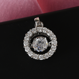 Lustro Stella Platinum Overlay Sterling Silver Pendant Made with Finest CZ 2.34 Ct.