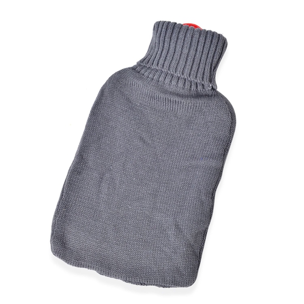 2 Piece Set - Hotwater Grey and Red Colour Knitted Bottle Cover (Size 32X18 Cm)