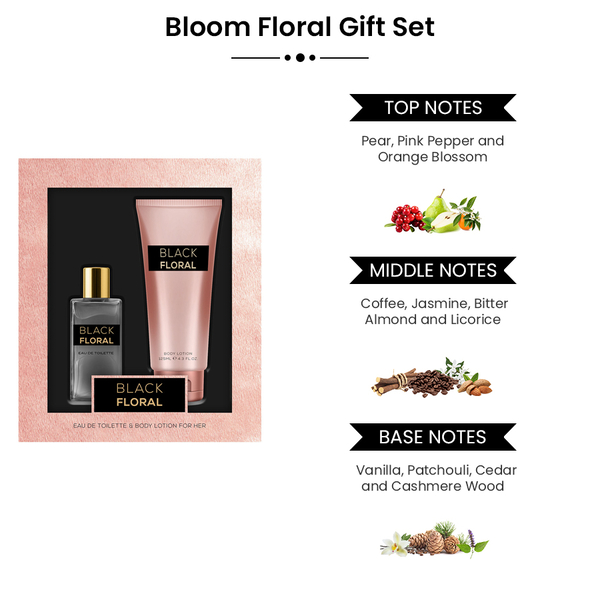 Black Floral Gift Set (Incl. Eau De Toilette - 100ml & Body Lotion - 125ml)