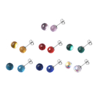 Set of 7 - Simulated Multi Gemstone Stud Earrings (with Push Back) in Stainless Steel
