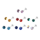 Set of 7 - Simulated Multi Gemstone Stud Earrings (with Push Back) in Stainless Steel