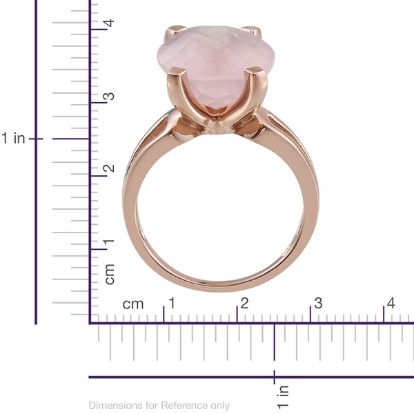 Checkerboard Cut Rose Quartz (Pear) Solitaire Ring in Rose Gold Overlay Sterling Silver 9.750 Ct.