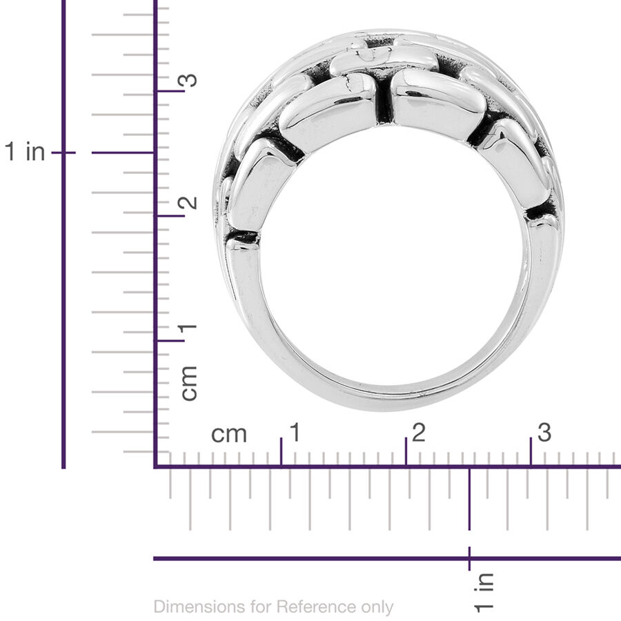 Statement Collection Sterling Silver Link Design Ring, Silver wt 7.16 Gms.