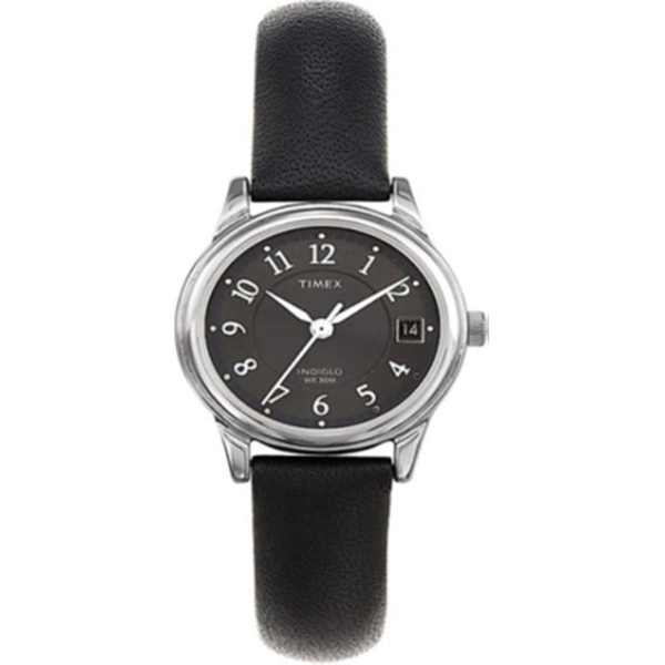 Timex Ladies Traditional Round Black Dial Watch With Black Strap