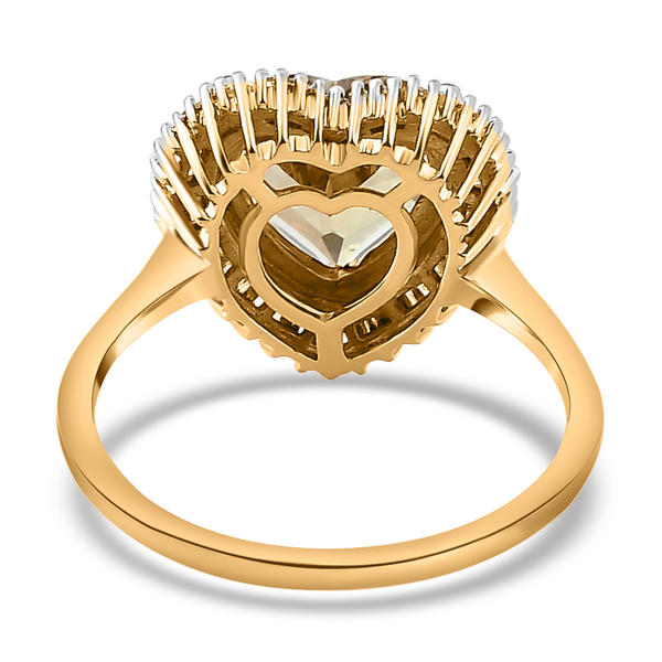 9K Yellow Gold AAA Turkizite and Diamond Heart Ring 2.77 Ct.