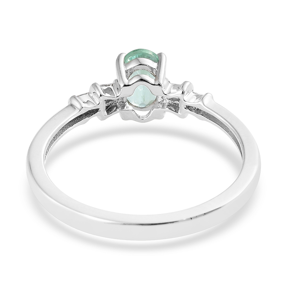 9K White Gold AA Boyaca Colombian Emerald (Ovl), Diamond Ring  0.500 Ct