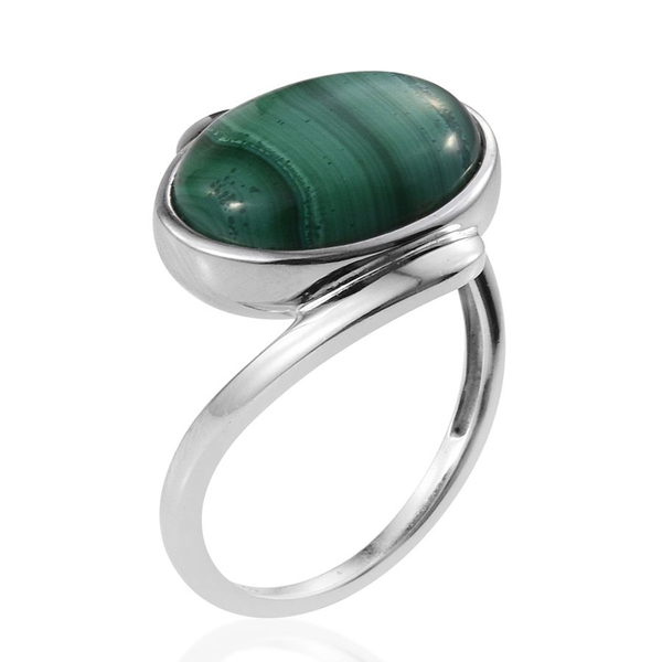Malachite (Ovl) Ring in Platinum Overlay Sterling Silver 10.500 Ct.