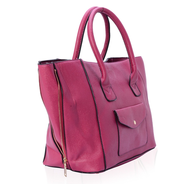 Set of 2 - Fuchsia Colour Large and Small with Adjustable and Removable Shoulder Strap Tote Bag (Size 53x28x18 Cm, 25x21x10 Cm)