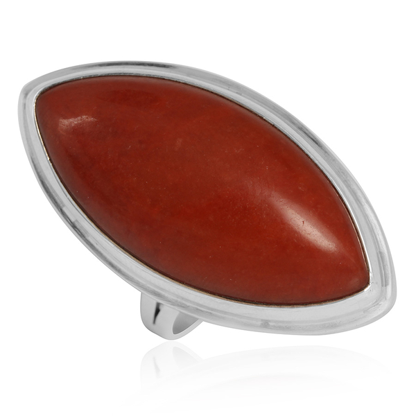 Royal Bali Collection Red Jade (Mrq) Ring in Sterling Silver 24.010 Ct.