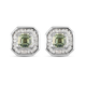 Green Sapphire and Diamond Stud Earrings (with Push Back) in Platinum Overlay Sterling Silver 1.16 C