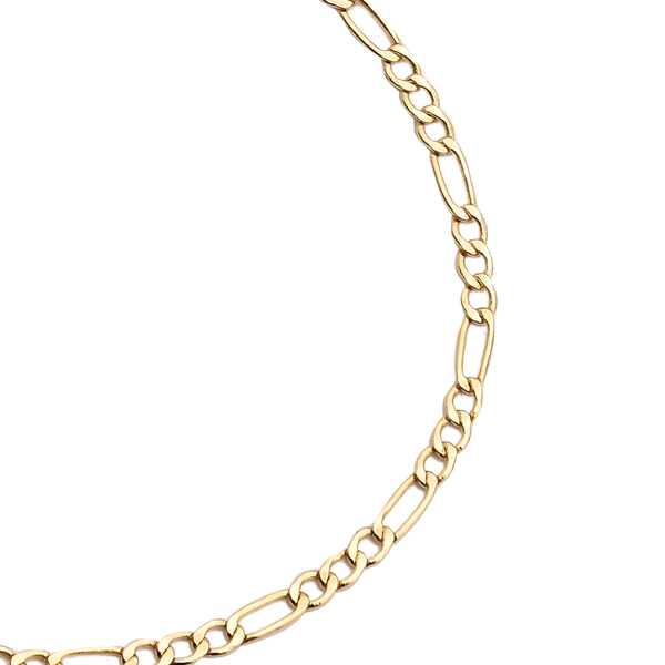 9K Yellow Gold Figaro Bracelet (Size 7.50) With Spring Ring Clasp