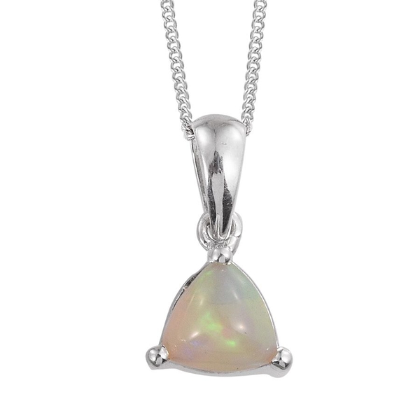 Ethiopian Welo Opal (Trl) Pendant With Chain and Stud Earrings (with Push Back) in Platinum Overlay Sterling Silver 1.250 Ct.