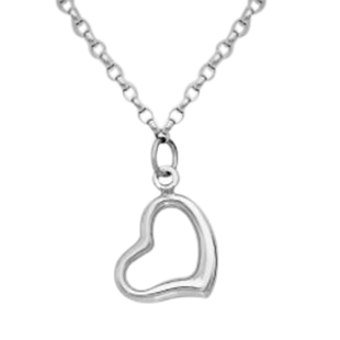 Hatton Garden Close Out 9K White Gold Heart Pendant with Belcher Chain (Size 18)