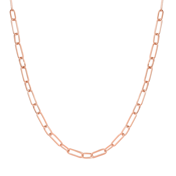 Rose Gold Overlay Sterling Silver Paperclip Necklace (Size - 24) With Lobster Clasp, Silver Wt. 8.40