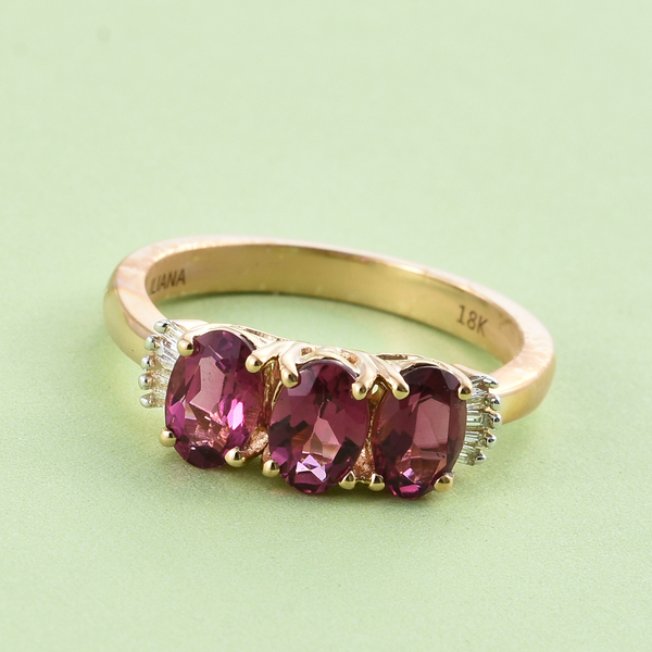 ILIANA 18K Y Gold AAAA Ouro Fino Rubellite (Ovl), Diamond (SI-G-H) Ring 1.350 Ct.
