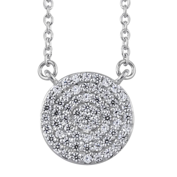Lustro Stella - Platinum Overlay Sterling Silver (Rnd) Pendant With Chain (Size 18) Made with Finest