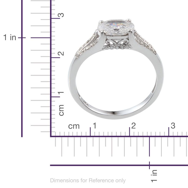 Lustro Stella - Platinum Overlay Sterling Silver (Ovl) Ring Made with Finest CZ 1.482 Ct.