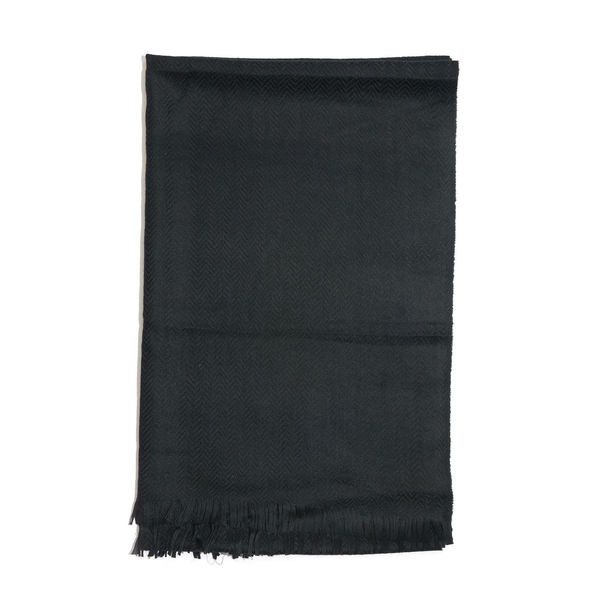 100% Cashmere Wool Black Colour Shawl (Size 200x70 Cm)