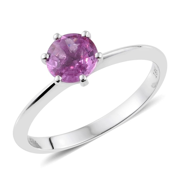 ILIANA 18K White Gold Pink Sapphire (Rnd) Solitaire Ring 1.000 Ct.