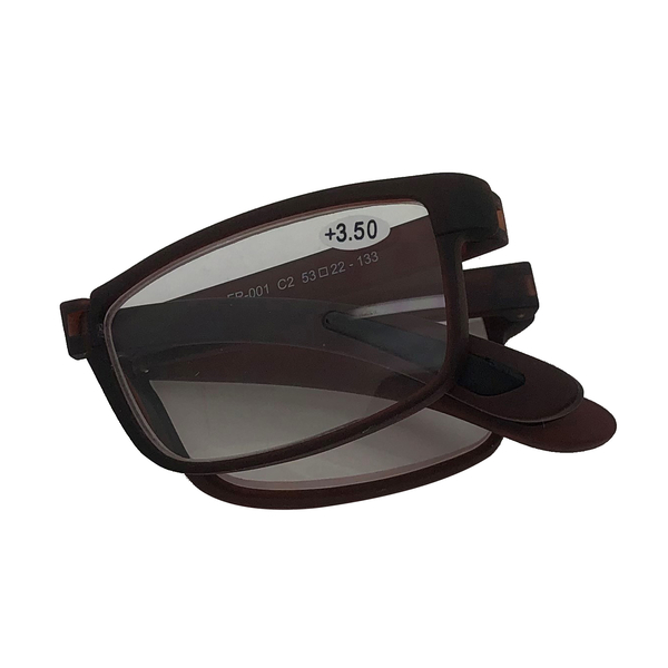 OXFORD Foldable Dark Brown Reading Glasses (+4 Focus)
