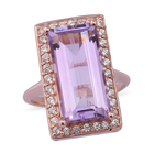 Rose De France Amethyst and Natural Cambodian Zircon Ring (Size P) in Rose Gold Overlay Sterling Silver 8.69 