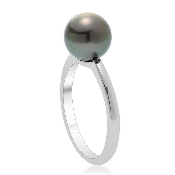 RHAPSODY 950 Platinum Tahitian Pearl (Rnd) Solitaire Ring 3.750 Ct.
