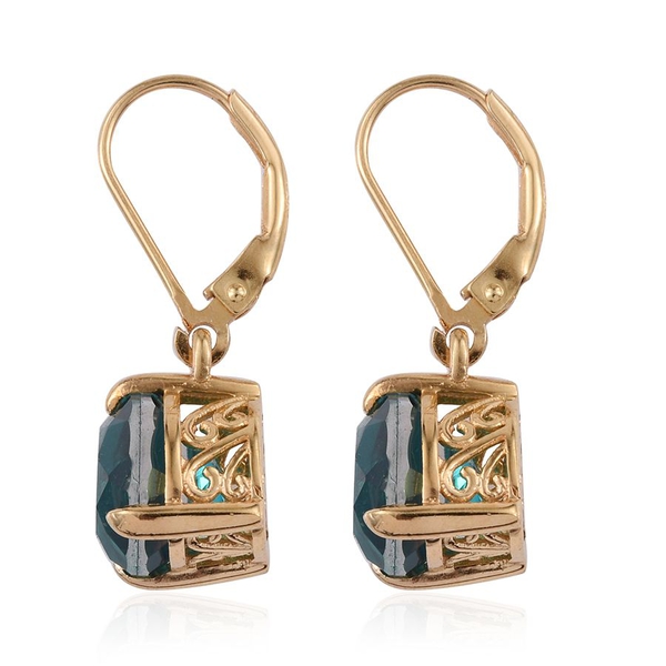 Capri Blue Quartz (Pear) Earrings in 14K Gold Overlay Sterling Silver 5.250 Ct.
