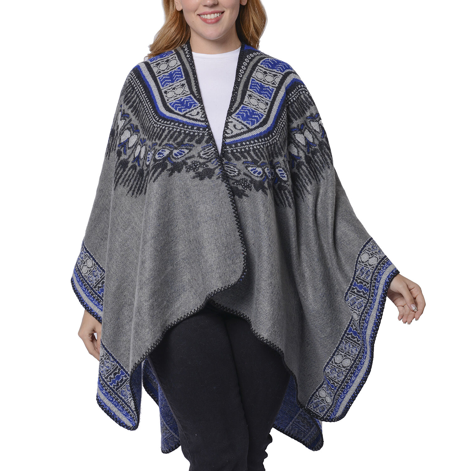 Designer Inspired- Grey Colour National Style Pattern Kimono (Size 132x72 Cm)