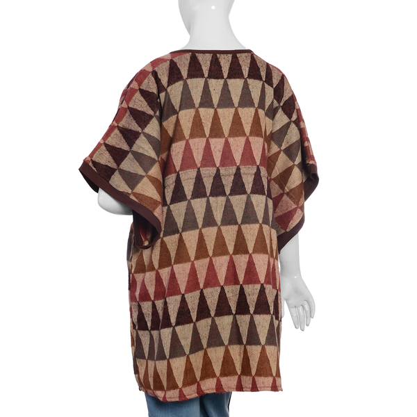 Designer Inspired- Beige Brown and Multi Colour Geometric Pattern Dress (Size 85x60 Cm)